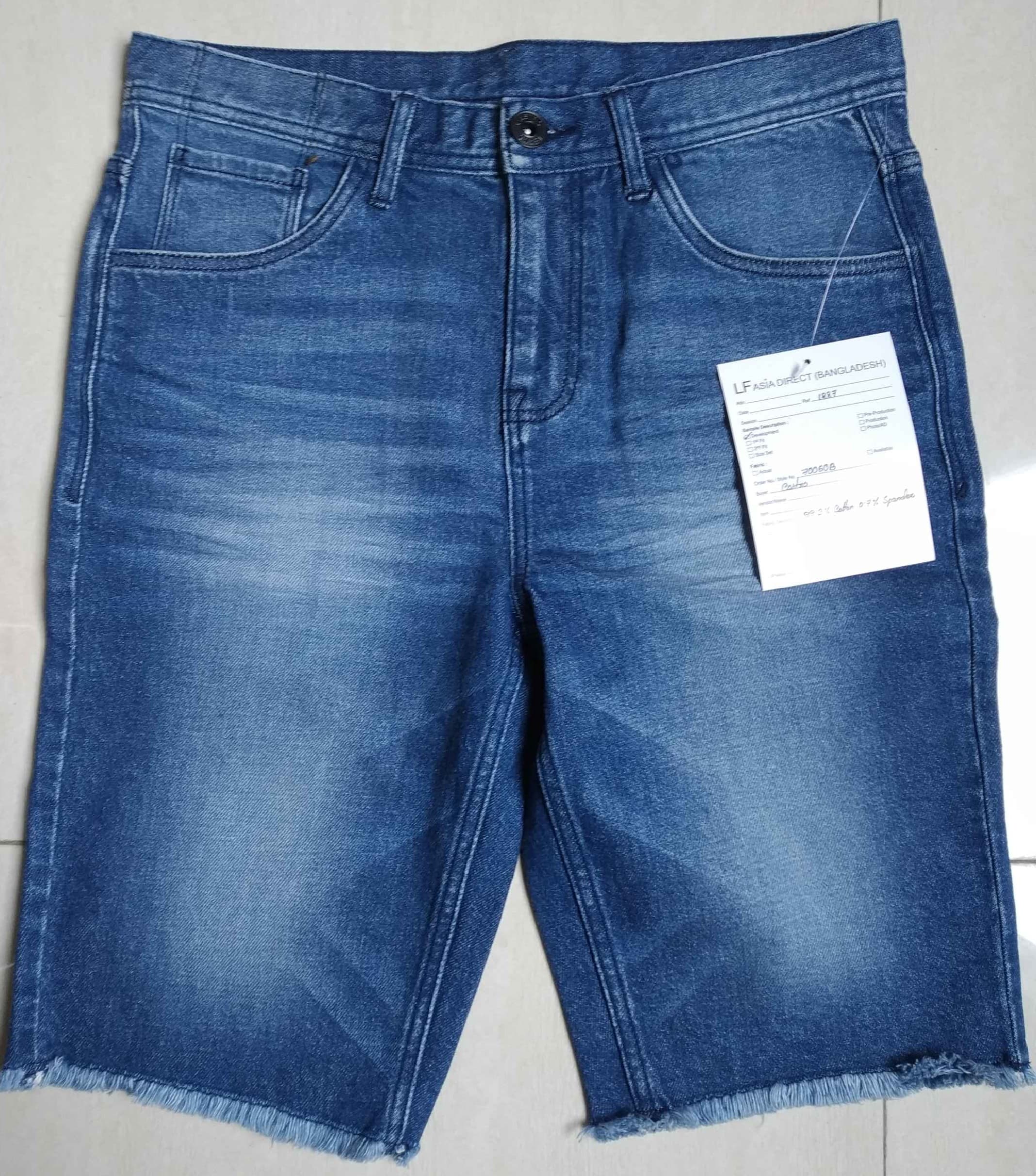 Castro Washed Denim Shorts with Raw Fringe