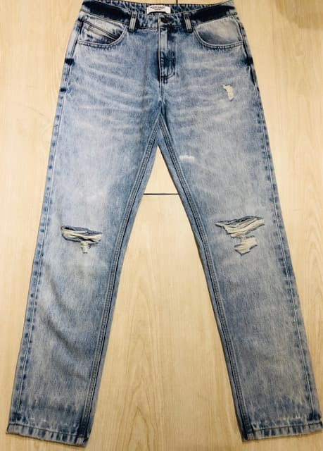 Vintage Acid Washed Knee-Distressed Denim Jeans