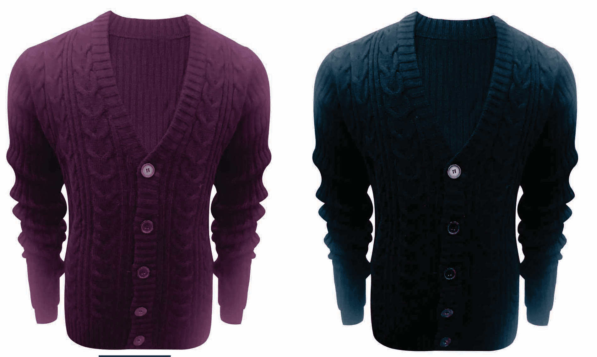 Heavy-Gauge Cable-Knit V-Neck Cardigan Sweaters