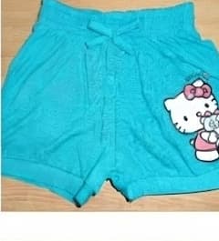 Girls Hello Kitty Drawstring Cotton Shorts - Aqua Blue