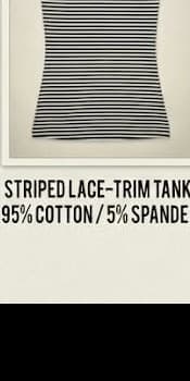 Women's Striped Lace-Trim Stretch Tank Top